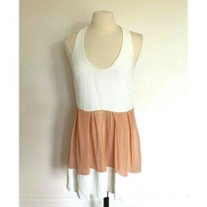 3.1 Phillip Lim Size 10 White Crepe and Blush Mesh Dress A line Tank Style